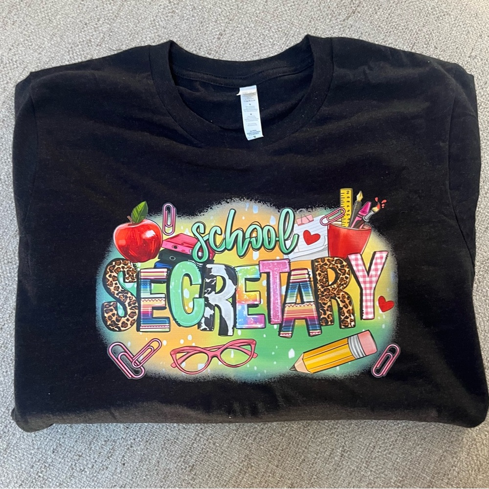 School Secretary Black Tee Shirt